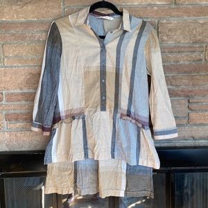 Zara Basic Button Up Ruffle Tunic